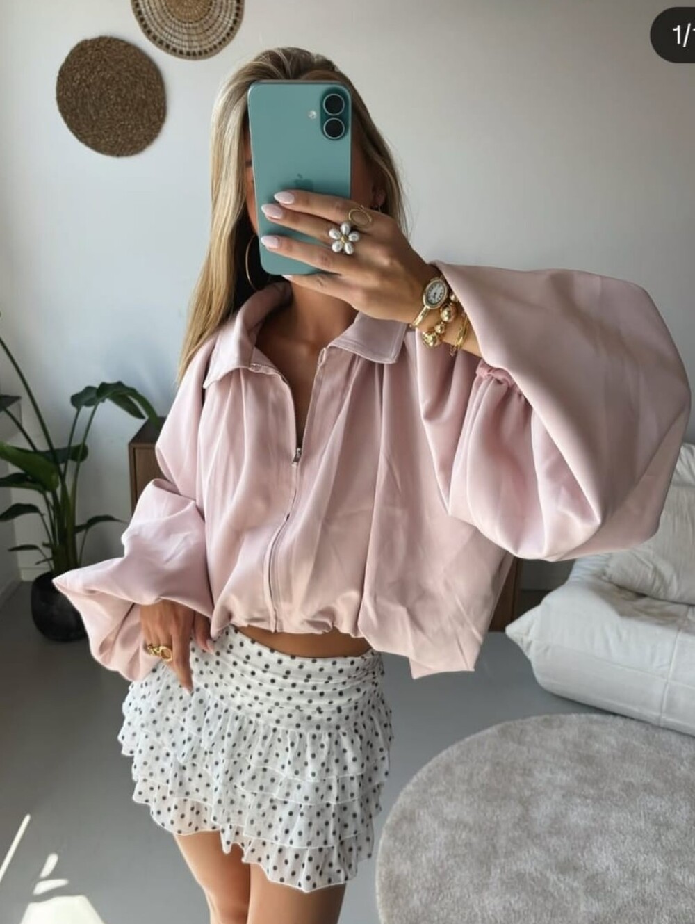 ZARA PUFF SLEEVE BOMBER JACKET SIZE M - Picture 8 of 16